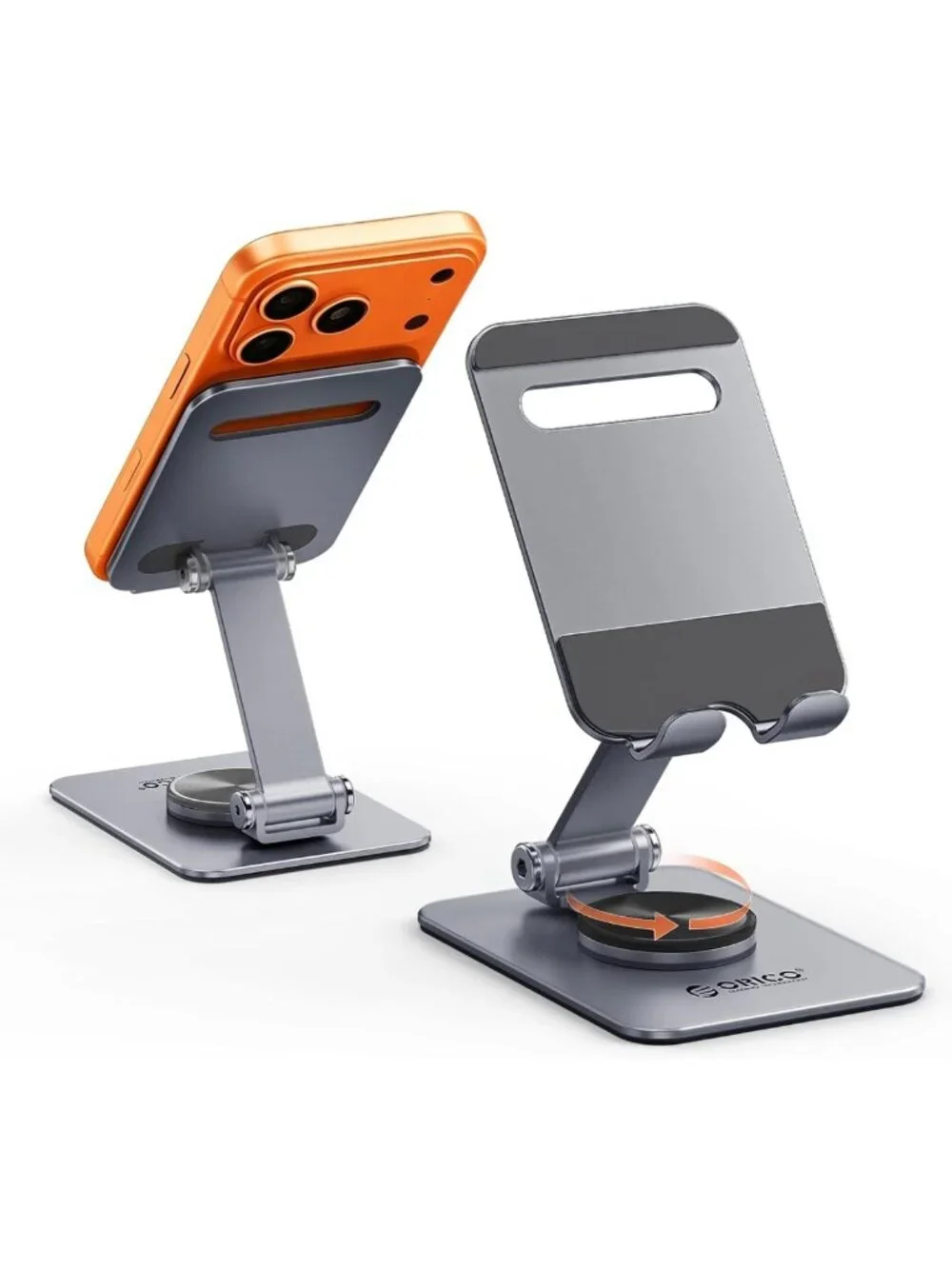 Adjustable Aluminum Phone Stand for Desk, 360° Rotating Metal Holder for